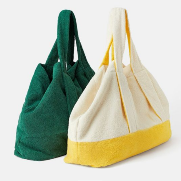 High-street Fabulous New Collection Terry Cloth Handbags Towel Fabric Beach Bag - Image 3