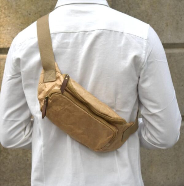 Kraft Paper Zipper Shoulder Bag Tyvek Crossbody Bag Retro Waterproof Fashion Messenger Bag - Bild 4