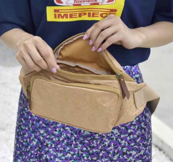 Kraft Paper Zipper Shoulder Bag Tyvek Crossbody Bag Retro Waterproof Fashion Messenger Bag - Bild 5