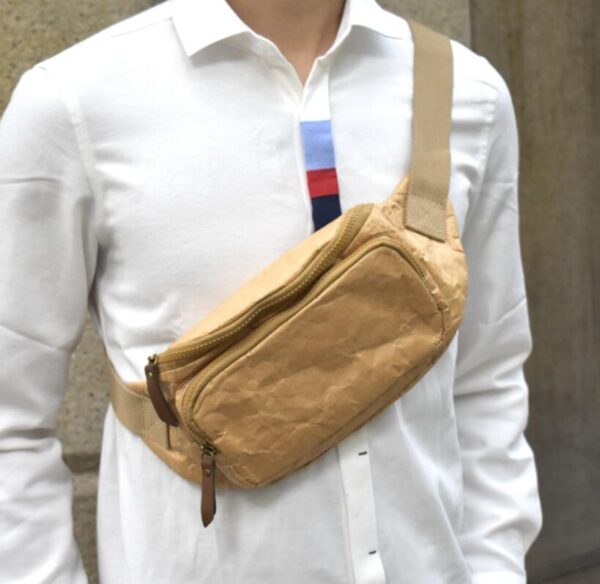 Kraft Paper Zipper Shoulder Bag Tyvek Crossbody Bag Retro Waterproof Fashion Messenger Bag - Bild 6