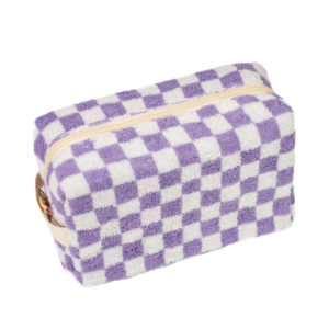 Custom Terry Printed Checkered Cosmet Bag Organizer Makeup Terry Cosmetic Bags
