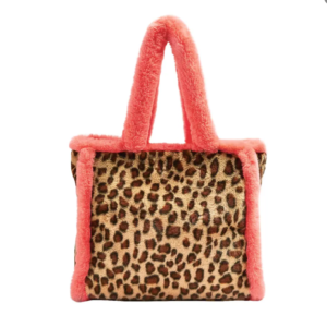 Leopard Print Women Furry Purse Large Cute Plush Bag Ladies Faux Fur Bag for Autumn and Winter