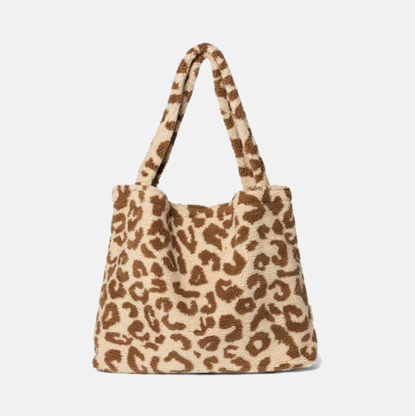 Leopard Print Women Furry Purse Large Cute Plush Bag Ladies Faux Fur Bag for Autumn and Winter - Bild 2