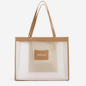 Large Beach Net Fruit Carrying Grocery Tote Shoulder Nylon Mesh Shopping Bag With Letter Handle