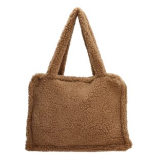 Soft Comfortable Teddy Tote Bag Fashion Sherpa Fluff Bag Toweling Cloth Beach Bag