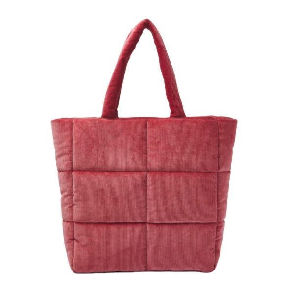 Custom Fashion Soft Corduroy Puffy Quilted Tote Handbag Fashion Puffer Quilted Tote Bag