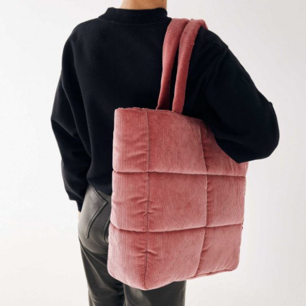 Custom Fashion Soft Corduroy Puffy Quilted Tote Handbag Fashion Puffer Quilted Tote Bag - 画像 6