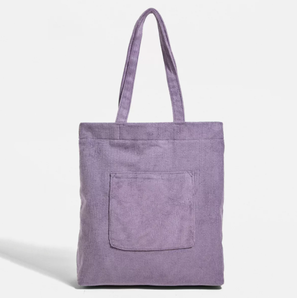 Large Shopper Corduroy Totes Shoulder Bags With Custom Embroidery Logo Shoulder Zipper Corduroy Tote - Image 2
