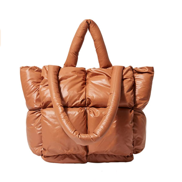 Woman Nylon Quilted Tote Bag Cotton Padded Down Feather Fabric Quilted Tote Bag - 영상 4