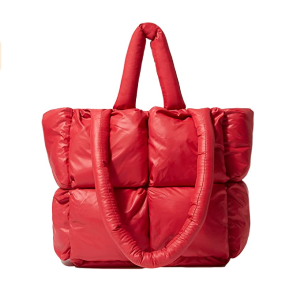 Woman Nylon Quilted Tote Bag Cotton Padded Down Feather Fabric Quilted Tote Bag - 영상 6