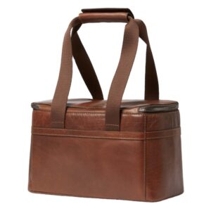 Waterproof Leather Picnic Cooler Tote Bag Aluminium Foil Thermal Ice Insulated Leather Lunch Bag