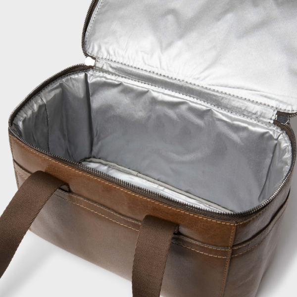 Waterproof Leather Picnic Cooler Tote Bag Aluminium Foil Thermal Ice Insulated Leather Lunch Bag - Bild 3