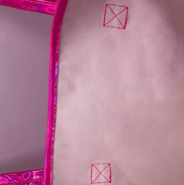Custom Woman Beauty Shinny Holographic Shopping Laser Reusable Purple Tote Bag - 画像 6