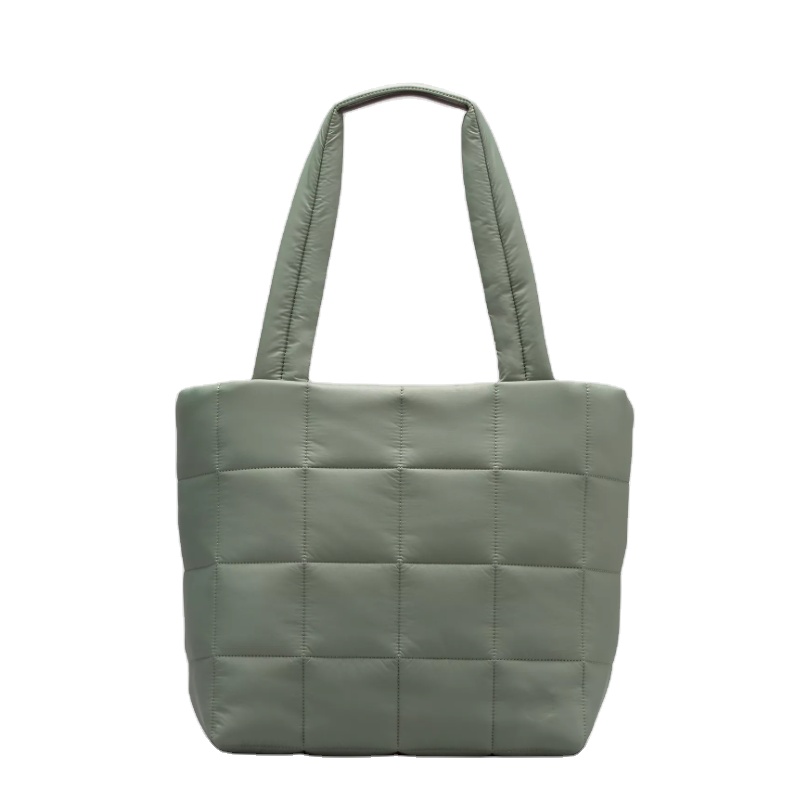 Women Puffer Tote Bag Top Handle Lightweight Handmade Waterproof Nylon Puffy Shoulder Bag