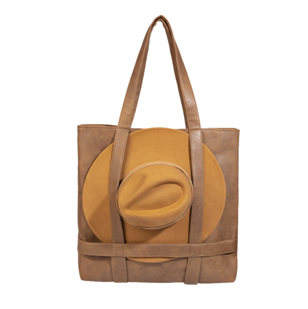 PU Leather Tote Bag Hat Holder Tote Bag Outdoor Handbag Hat Bag