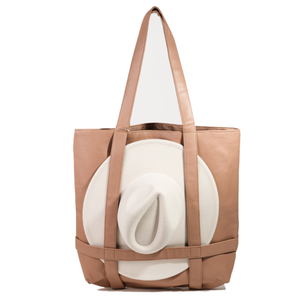 PU Leather Tote Bag Hat Holder Tote Bag Outdoor Handbag Hat Bag - 画像 4