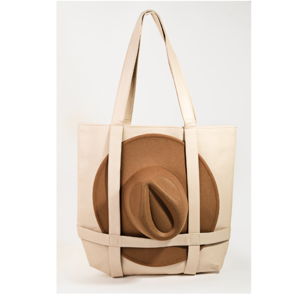 PU Leather Tote Bag Hat Holder Tote Bag Outdoor Handbag Hat Bag - 画像 6