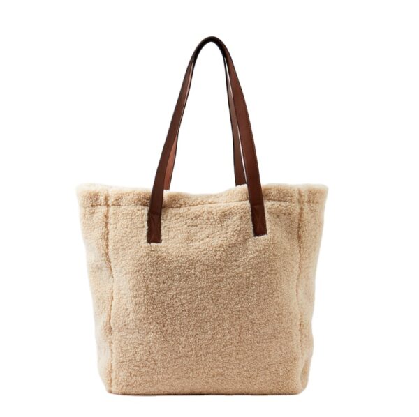 Fashion Sherpa Women Fashion Tote Bag Winter Teddy Plush Texture Tote Bag