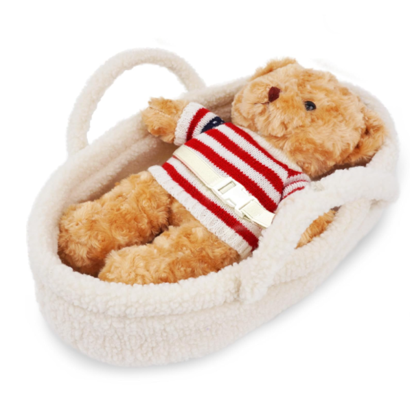 Baby Teddy Fabric Changing Basket with Pads and Safety Belt - 画像 3