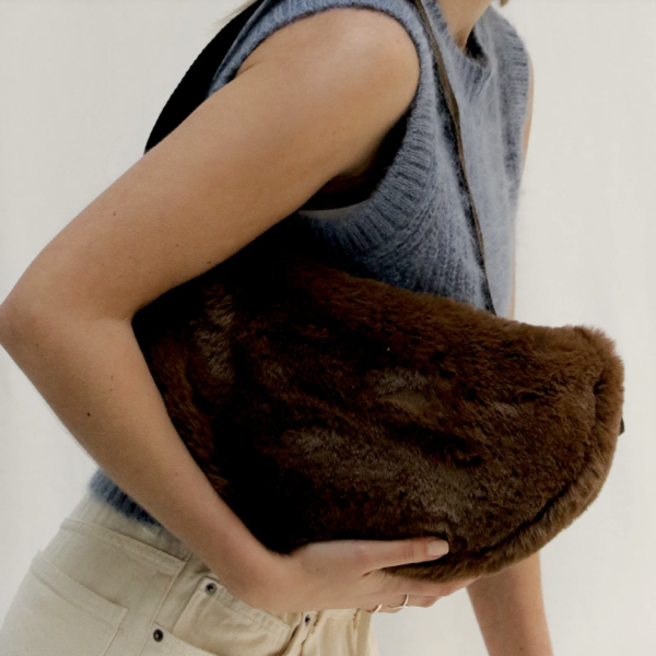 Fashion Faux Rabbit Fur Waist Bag, Winter Fluffy Fanny Pack, Soft Plush Crossbody Chest Bag - Image 6