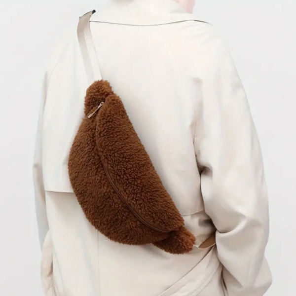 High Quality Fashion Terry Teddy Sling Bag Women's Waist Bags - 영상 5