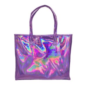 Pu Holographic Tote Shopping Bag Holographic Metallic Laminated Gift Bag