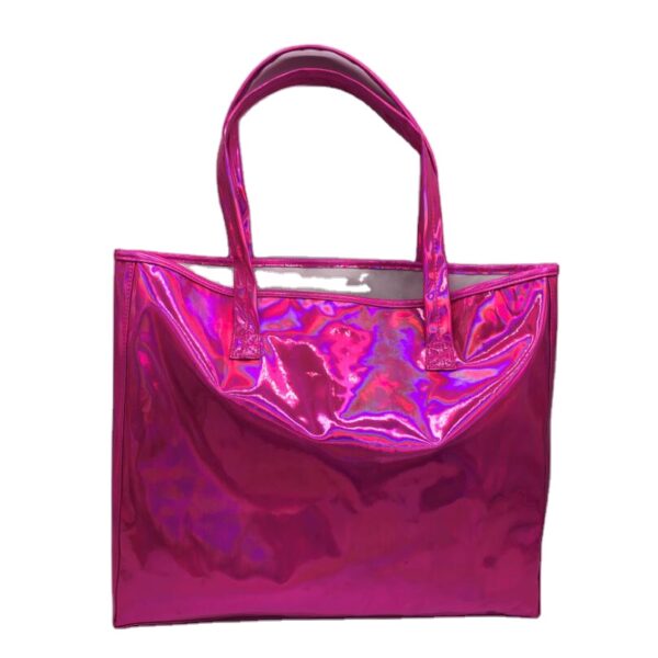 Pu Holographic Tote Shopping Bag Holographic Metallic Laminated Gift Bag - Изображение 2