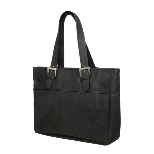 Natural Vegan Leather Canvas Cotton Cork Tote Bag Fashion Shopping Bag - Image 2