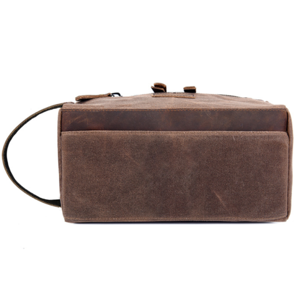 Large Capacity Trendy Waterproof Travel Waxed Canvas Wash Toiletry Makeup Bag Cosmetic Bags for Men - Image 3