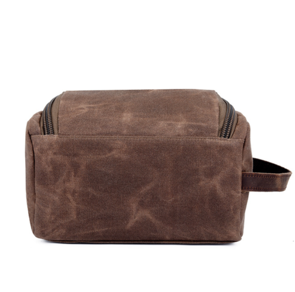 Large Capacity Trendy Waterproof Travel Waxed Canvas Wash Toiletry Makeup Bag Cosmetic Bags for Men - Image 4