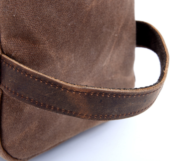 Large Capacity Trendy Waterproof Travel Waxed Canvas Wash Toiletry Makeup Bag Cosmetic Bags for Men - Image 5