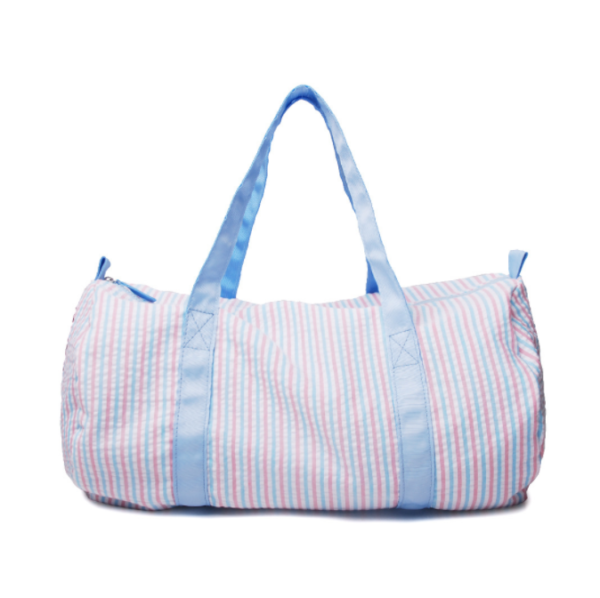 Duffle Bags Large Capacity Monogram Seersucker Stripe Travel Bag With Leather Strap