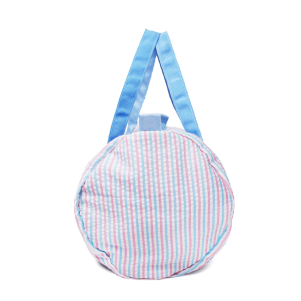 Duffle Bags Large Capacity Monogram Seersucker Stripe Travel Bag With Leather Strap - 画像 3
