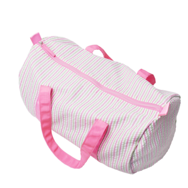 Duffle Bags Large Capacity Monogram Seersucker Stripe Travel Bag With Leather Strap - 画像 5