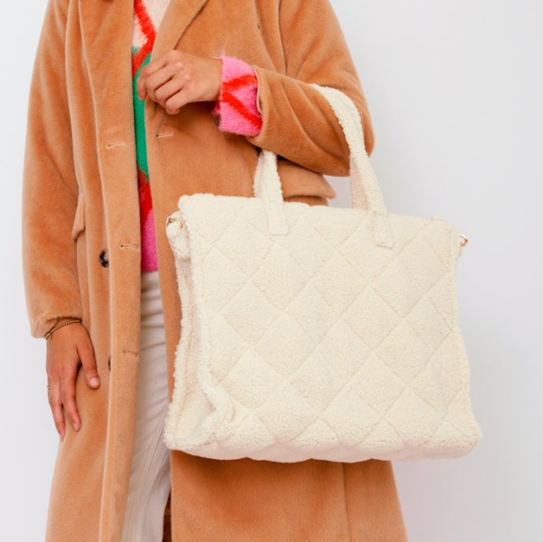 Quilted Teddy Tote Bag for Women Ladies TEDDY Bubble Shoulder Hobo Bag - 画像 6