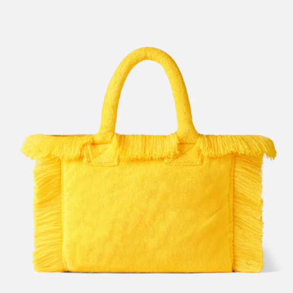 Women Terry Cloth Fringe Tote Bag Large Cotton Fringe Tote Bag - صورة 6