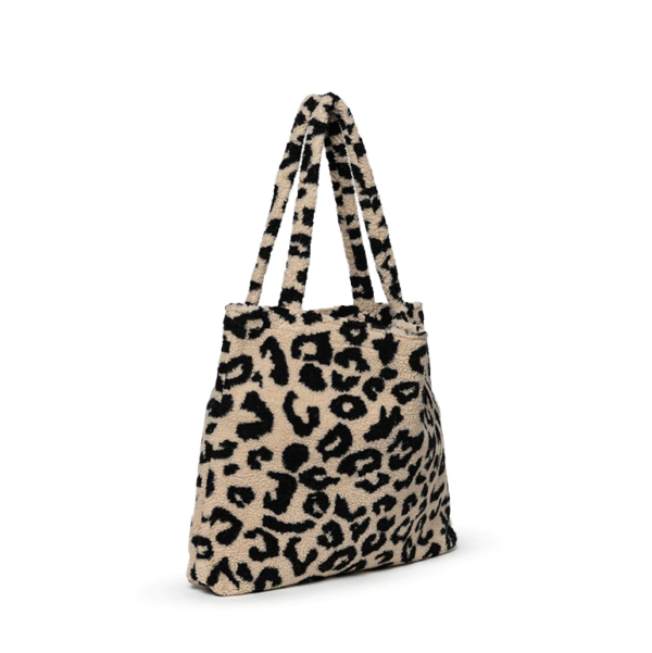 Leopard Print Teddy Tote Bag Shoulder Handbags Big Capacity Travel Terry  Tote Bag - Image 2