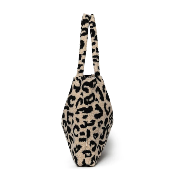 Leopard Print Teddy Tote Bag Shoulder Handbags Big Capacity Travel Terry  Tote Bag - Image 3