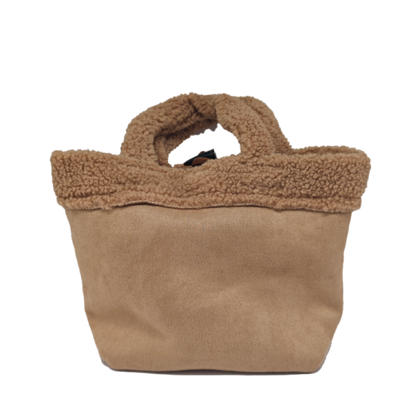 Cute Plush Women's Wool Fluffy Shoulder Bag Beige Mini Teddy Tote Bag for Girl