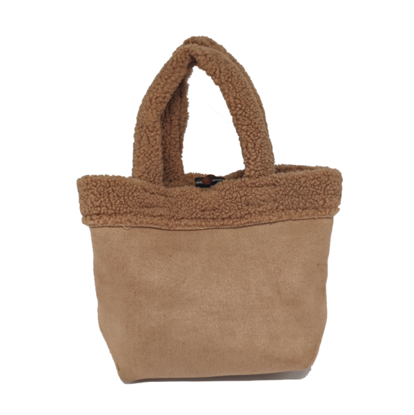 Cute Plush Women's Wool Fluffy Shoulder Bag Beige Mini Teddy Tote Bag for Girl - Imagem 3