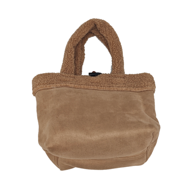 Cute Plush Women's Wool Fluffy Shoulder Bag Beige Mini Teddy Tote Bag for Girl - Imagem 5