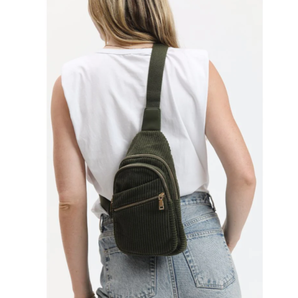 Corduroy Sling Bag for Women/Men Crossbody Purse Small Sling Backpack - 画像 4