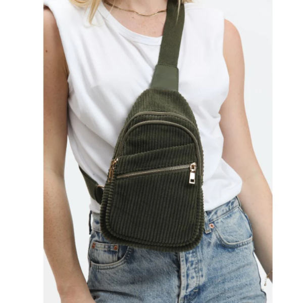 Corduroy Sling Bag for Women/Men Crossbody Purse Small Sling Backpack - 画像 6