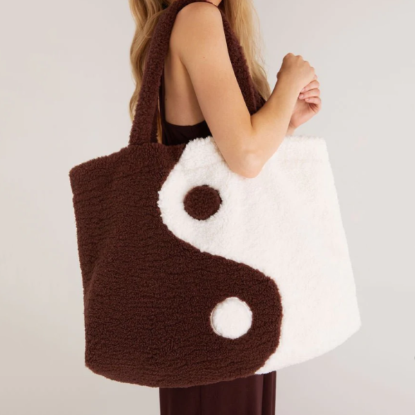 Soft Comfortable Fluffy Tote Large Capacity Fashion Simple Women Brown Teddy Shopping Bag - Image 2