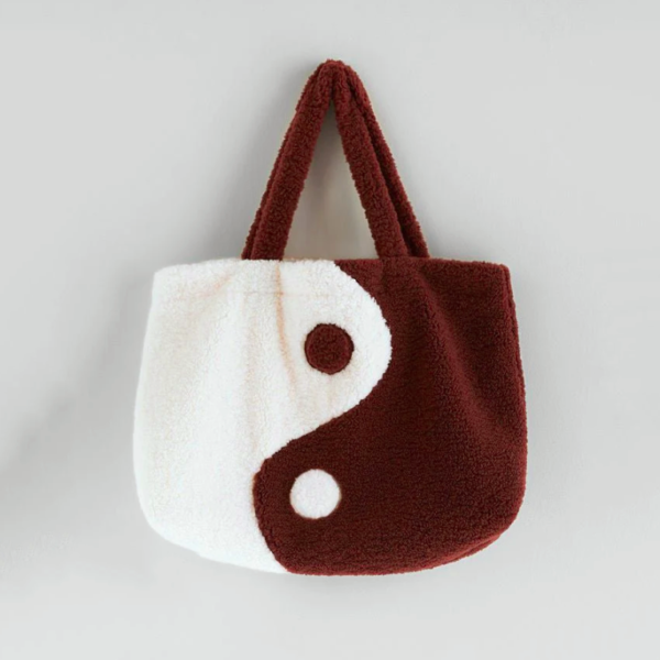 Soft Comfortable Fluffy Tote Large Capacity Fashion Simple Women Brown Teddy Shopping Bag - Image 3