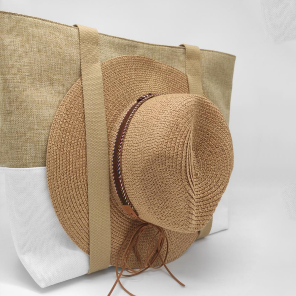 New Design Fashion Outdoor Linen Hat Tote Bag Large Linen Tote Travel Carrying Bag - Bild 2