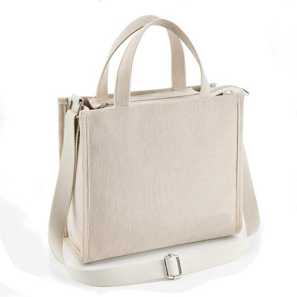 Tote Bag Women Corduroy Bag With Zipper Fashion Small Corduroy Tote Handbag - 画像 3