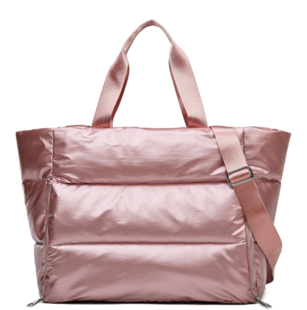 Large Puffer Bag Quilted Cotton Padded Women Puffy Shoulder Bag Winter Soft Puffer Tote Bag - Image 2