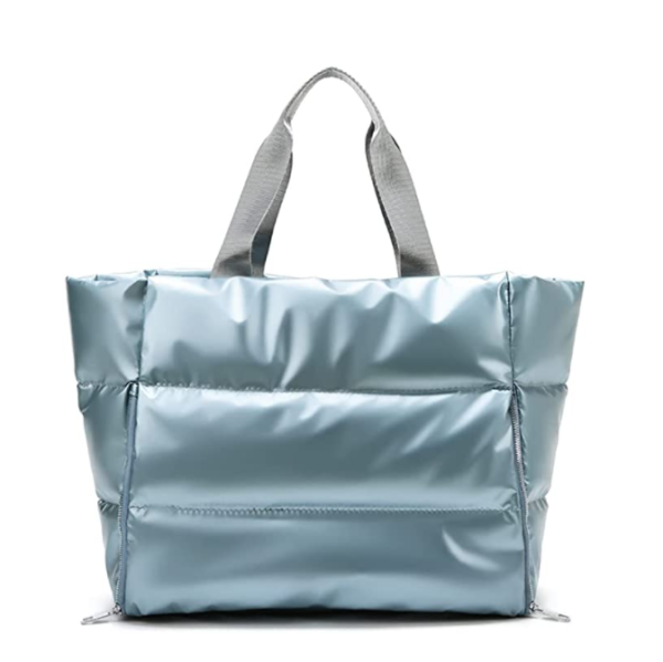 Large Puffer Bag Quilted Cotton Padded Women Puffy Shoulder Bag Winter Soft Puffer Tote Bag - Image 3