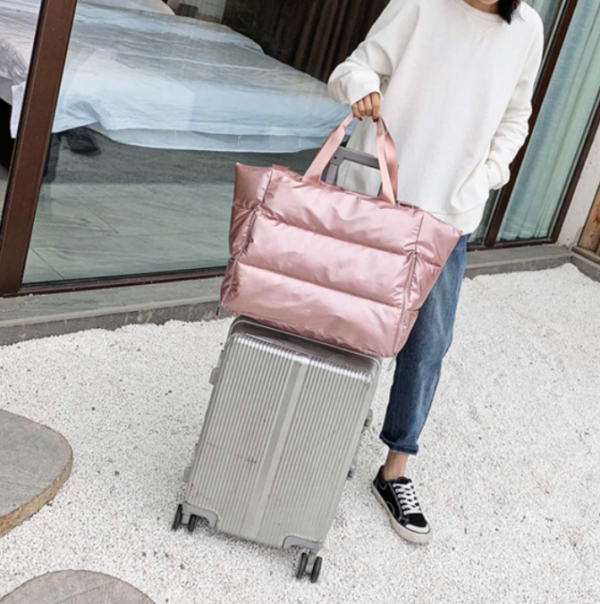 Large Puffer Bag Quilted Cotton Padded Women Puffy Shoulder Bag Winter Soft Puffer Tote Bag - Image 6